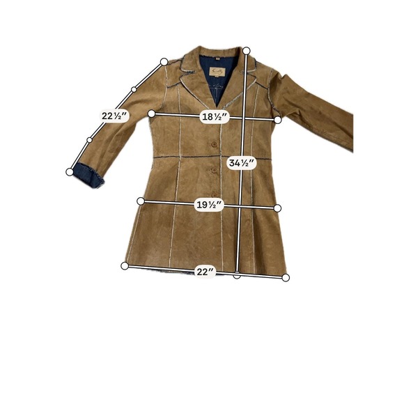 Scully Suede Leather Denim Lined Coat Tan Western Raw Edge Seam Jacket Womens - Picture 8 of 10